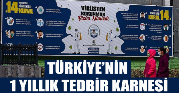 T&uuml;rkiye'nin 1 yıllık Kovid-19'la m&uuml;cadele s&uuml;recinin 'tedbir karnesi'