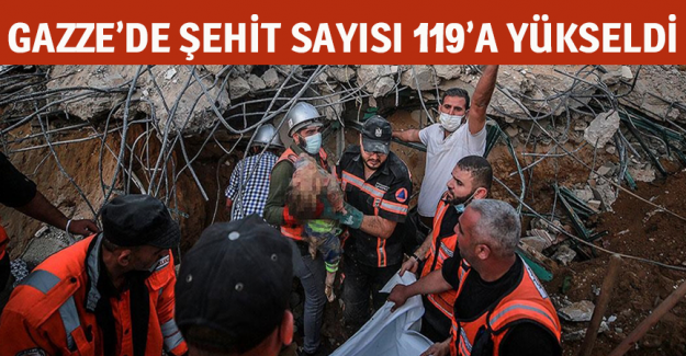 İsrail'in Gazze Şeridi'ne d&uuml;zenlediği saldırılarda şehit sayısı 119'a y&uuml;kseldi
