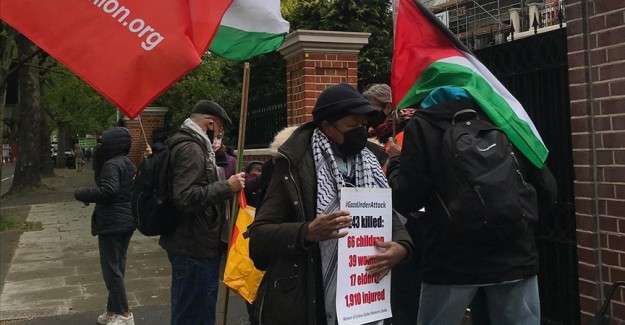 İsrail'in Londra B&uuml;y&uuml;kel&ccedil;iliği rezidansı &ouml;n&uuml;nde protesto g&ouml;sterisi d&uuml;zenlendi