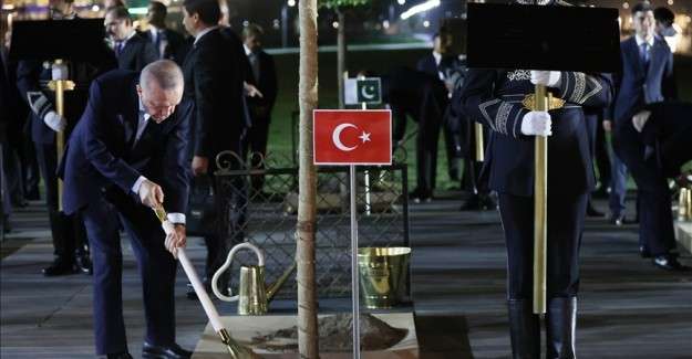 Cumhurbaşkanı Erdoğan, Şİ&Ouml; Zirvesi'ne katılan liderlerle ağa&ccedil; dikme t&ouml;renine katıldı
