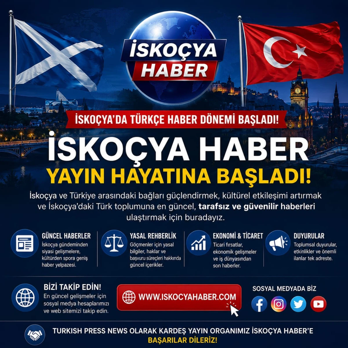 İsko&ccedil;ya'da T&uuml;rk&ccedil;e yayın yapan ilk haber portalı yayında