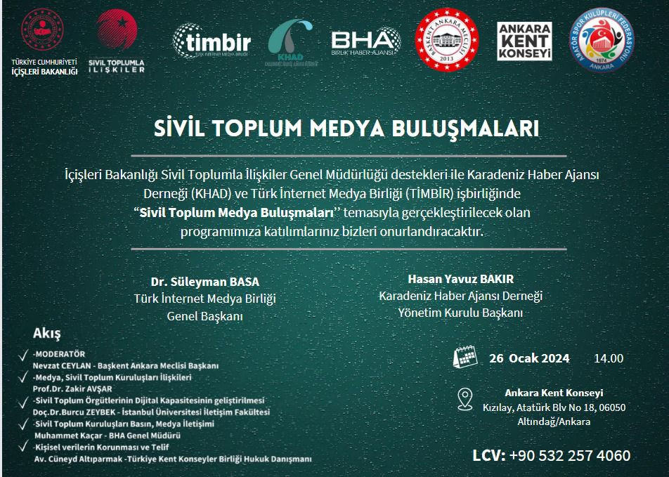 “Sivil Toplum Medya Buluşmaları” Ankara’da yapılacak